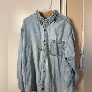 Faded glory denim button up shirt.